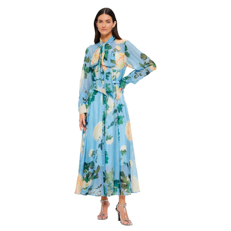 LEO LIN Liliane Tie Neck Midi Dress image number 0